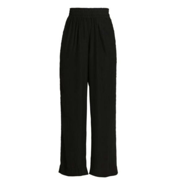 West Loop Black Gauze Palazzo with Gauze Smocked Waistban Wide Leg Pants… - Picture 3 of 7